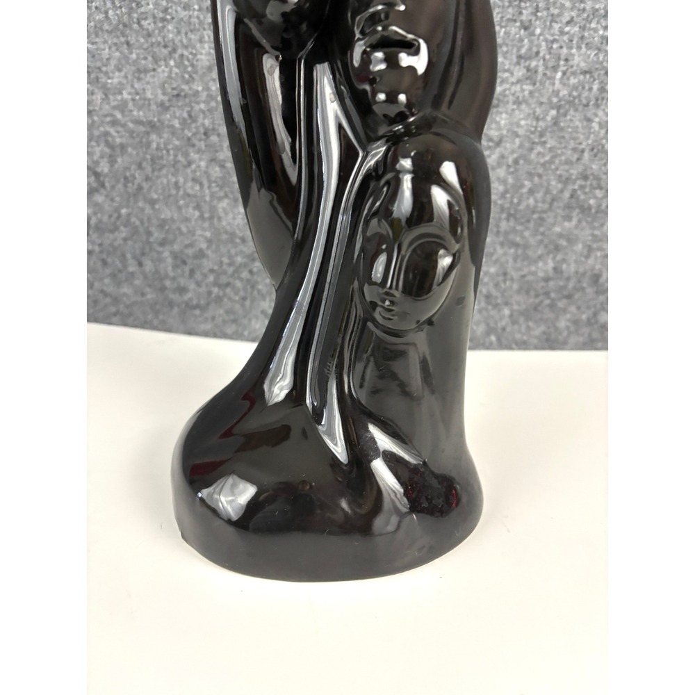 1998 Vintage Abstract Family Sculpture Father Mother Child Black Ceramic 13" - Picture 3 of 14